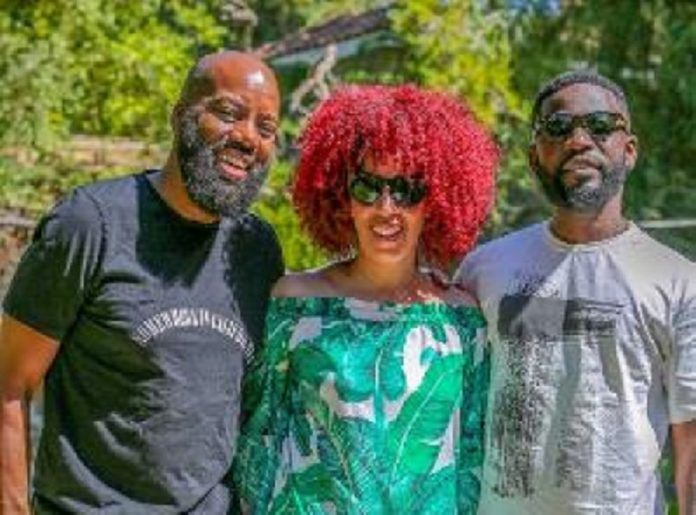 Bisa Kdei with renowned American playwright David E. Talbert and his spouse Lyn Sisson Talbert Bisa Kdei with renowned American playwright David E. Talbert and his spouse Lyn Sisson Talbert