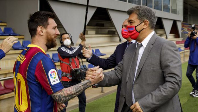 Messi and Barcelona president Messi and Barcelona president