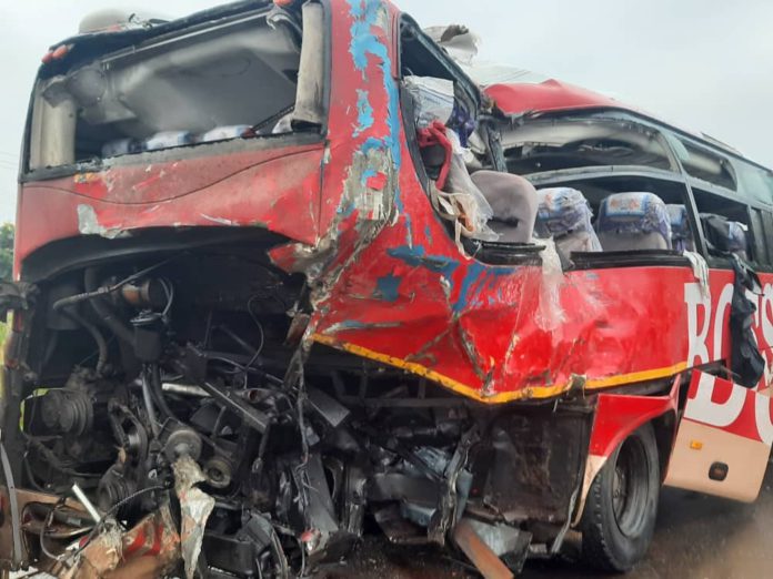 Salvage car after accident at Gomoa Mampong