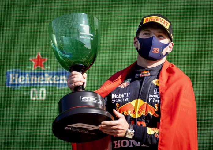Formula One Grand Prix of the Netherlands Max Verstappen (Red Bull Racing) celebrates winning the Dutch Formula One Grand Prix at Zandvoort, the Netherlands, 05 September 2021. EPA/KOEN VAN WEEL