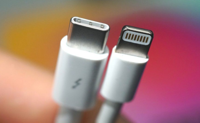 Some Apple devices - such as the iPad Pro and Mac laptops - use USB-C (left) while the iPhone uses Lightning (right)