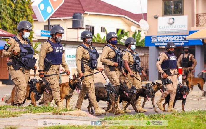 Police and sniffer dogs