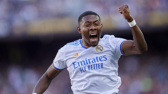 David Alaba of Real Madrid celebrates after scoring his sides first goal during the La Liga Santander match between FC Barcelona and Real Madrid CF at Camp Nou Image credit: Getty Images David Alaba of Real Madrid celebrates after scoring his sides first goal during the La Liga Santander match between FC Barcelona and Real Madrid CF at Camp Nou Image credit: Getty Images