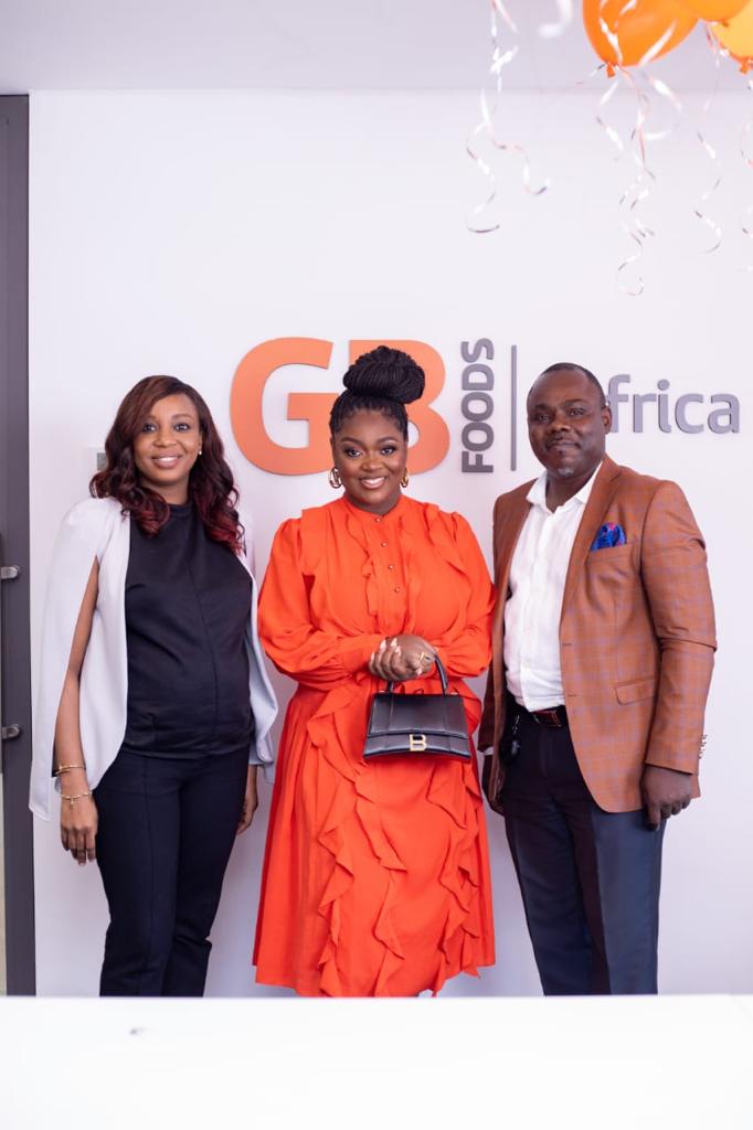 Jackie Appiah with executives of GB Foods Ghana