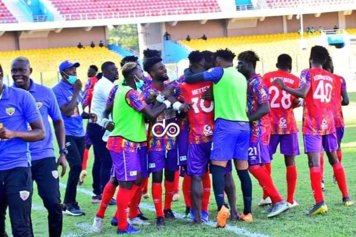 Hearts of Oak celebrate against Wydad Hearts of Oak celebrate against Wydad