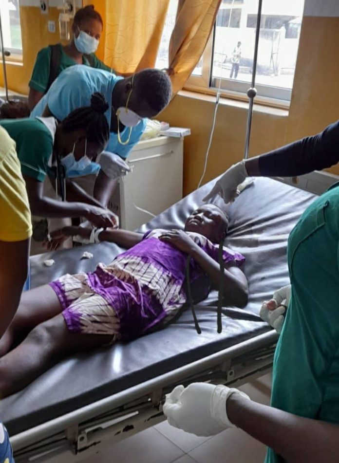 Aliatu Haruna being treated at the West Gonja Government Hospital