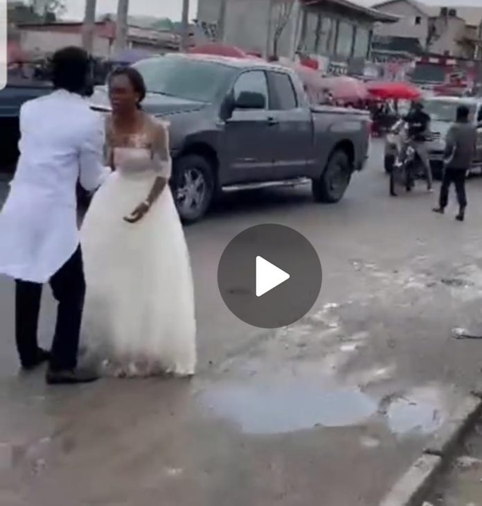 Bride attacking groom