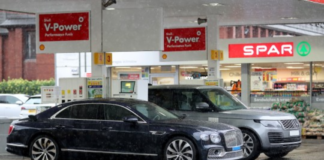 Cristiano Ronaldo’s Bentley was spotted at a Shell garage near his Manchester home (Picture: Eamonn and James Clarke)