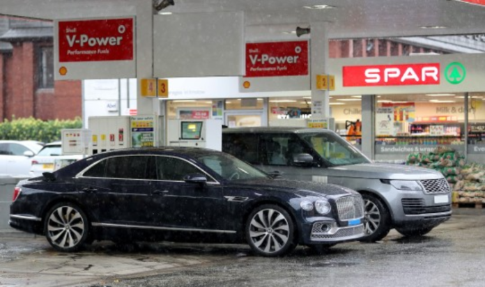 Cristiano Ronaldo’s Bentley was spotted at a Shell garage near his Manchester home (Picture: Eamonn and James Clarke) Cristiano Ronaldo’s Bentley was spotted at a Shell garage near his Manchester home (Picture: Eamonn and James Clarke)