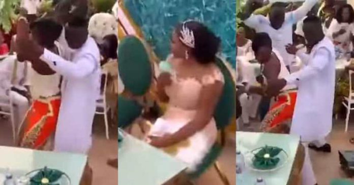 groom grinds lady at wedding