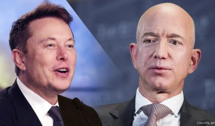L-R: Elon Musk and Jeff Bezos