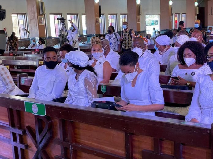 The family of the late former president at the commemorative mass service