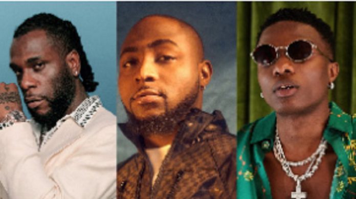 Nigerian singers, Burna Boy, Davido and Wizkid