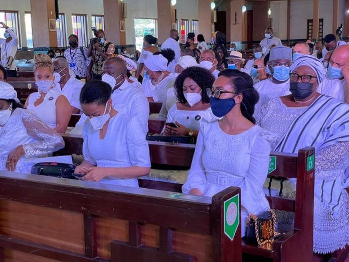 The family of the late former president at the commemorative mass service