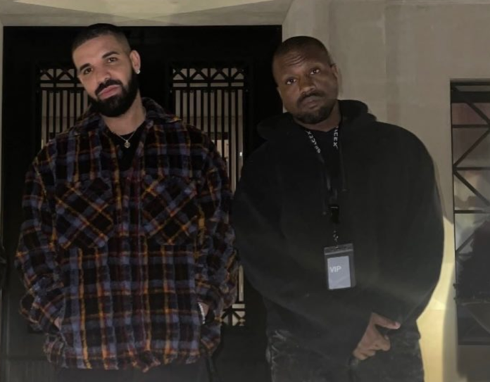 Kanye West and Drake appeared to end their long-simmering beef on Tuesday night when they showed up for laughs at a Dave Chappelle comedy show in Toronto.