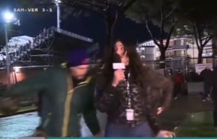 Greta Beccaglia was reporting live on air when the incident happened