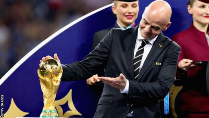 Gianni Infantino believes staging the World Cup more regularly can offer "hope" to some nations Gianni Infantino believes staging the World Cup more regularly can offer "hope" to some nations