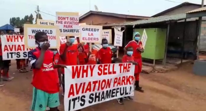 La concerned youth stage demo against sale of aviation, school lands