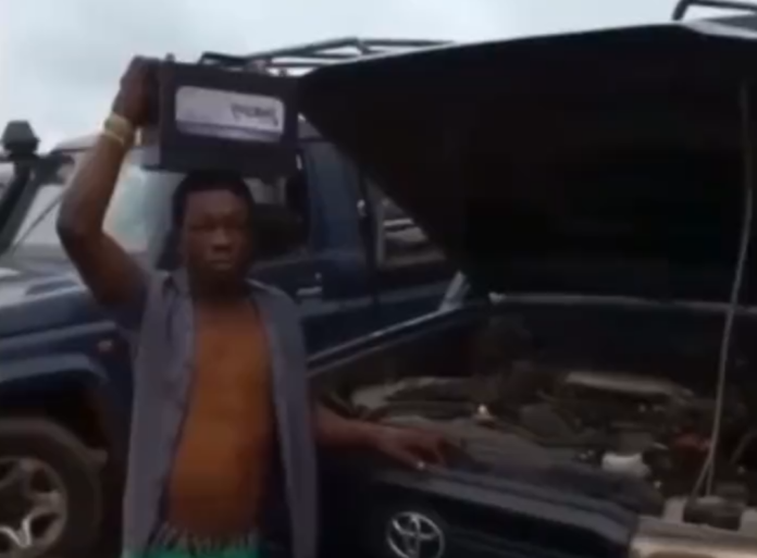 Thief caught after stealing police car battery