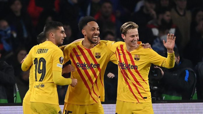 Barcelona players celebrate Barcelona players celebrate