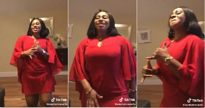 Collage of Adwoa Safo dancing in one of her viral Tiktok videos Collage of Adwoa Safo dancing in one of her viral Tiktok videos
