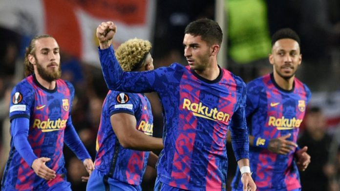 Barcelona players celebrate Barcelona players celebrate