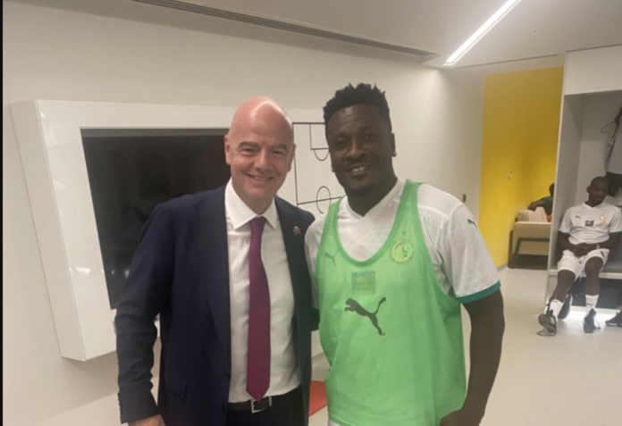 Asamoah Gyan and Fifa President Gianni Infantino Twitter