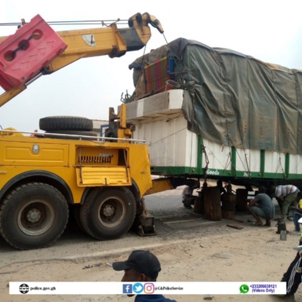 Loaded-articulated-truck-breaks- source: Ghana police service Loaded-articulated-truck-breaks- source: Ghana police service