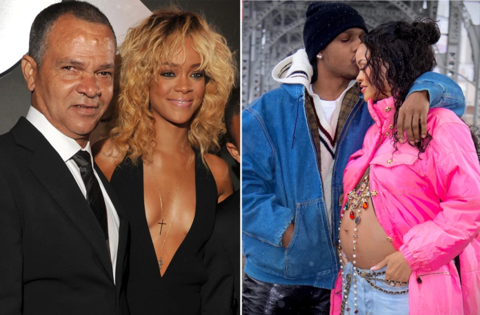 Rihanna’s father, Ronald Fenty (far left), told Page Six he is “ecstatic” about his daughter’s pregnancy and says she will be a good mom. WireImage; DIGGZY/Shutterstock Rihanna’s father, Ronald Fenty (far left), told Page Six he is “ecstatic” about his daughter’s pregnancy and says she will be a good mom. WireImage; DIGGZY/Shutterstock