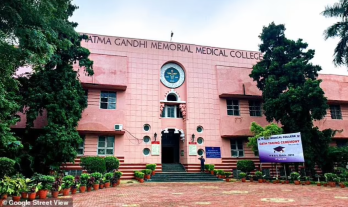 An aspiring medical professional at the Mahatma Gandhi Memorial Medical College in Indore, India, has allegedly surgically implanted a tiny Bluetooth device in his ear in a bid to cheat on an exam Photo credit: Google Street View