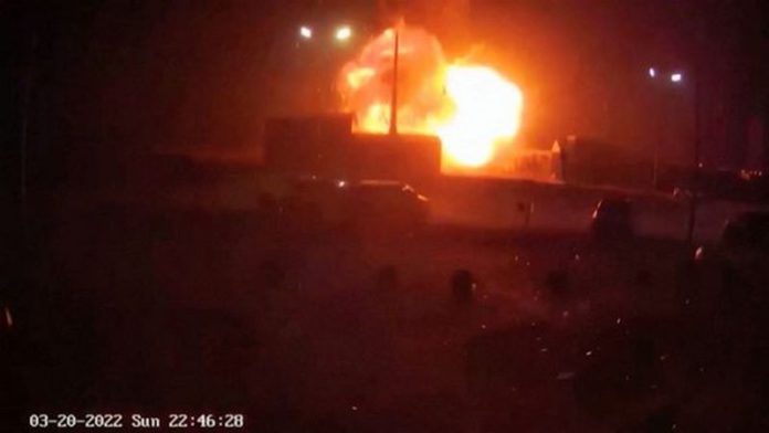 A huge fireball rose from Retroville shopping mall after it was bombed ( Image: via REUTERS) Ukraine A huge fireball rose from Retroville shopping mall after it was bombed ( Image: via REUTERS) Ukraine