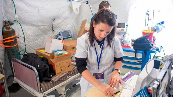 The opening of the ’Shining Star’ Israeli field hospital in the town of Mostyska near Liviv in Ukraine (Image: Rowan Griffiths / Daily Mirror) The opening of the ’Shining Star’ Israeli field hospital in the town of Mostyska near Liviv in Ukraine (Image: Rowan Griffiths / Daily Mirror)