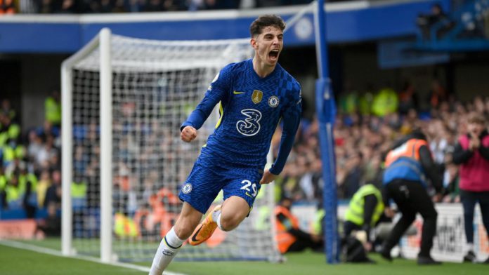 Kai Havertz of Chelsea celebrates after scoring their sides first goal during the Premier League match between Chelsea and Newcastle United at Stamford Bridge on March 13, 2022 in London, England Image credit: Getty Images Kai Havertz of Chelsea celebrates after scoring their sides first goal during the Premier League match between Chelsea and Newcastle United at Stamford Bridge on March 13, 2022 in London, England Image credit: Getty Images