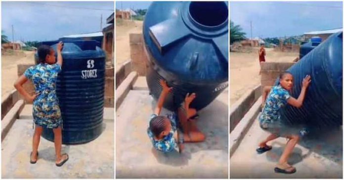 She fell while doing the challenge Photo Credit: Screengrabs from video shared by @saintavenue_ent1 She fell while doing the challenge Photo Credit: Screengrabs from video shared by @saintavenue_ent1