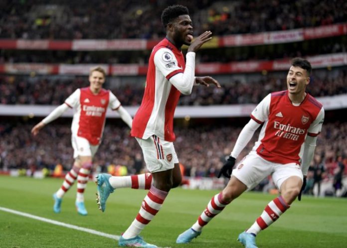 Thomas Partey celebrates Thomas Partey celebrates