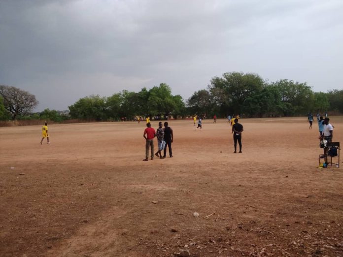 Friendly football match between police and military in Damongo