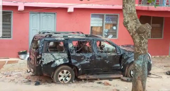 Irate youth destroy chief's palace, vehicle, over alleged involvement in galamsey