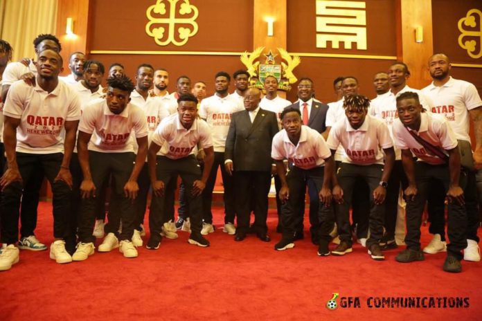 Akufo Addo with Black Stars players Akufo Addo with Black Stars players