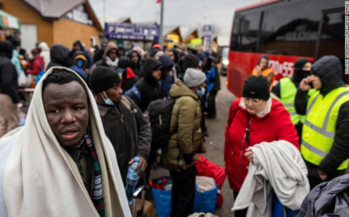 People fleeing the violence in Ukraine are seen at the Medyka pedestrian border crossing in eastern Poland on February 27, 2022. | Credit: Wojtek Radwanski/AFP/Getty Images People fleeing the violence in Ukraine are seen at the Medyka pedestrian border crossing in eastern Poland on February 27, 2022. | Credit: Wojtek Radwanski/AFP/Getty Images