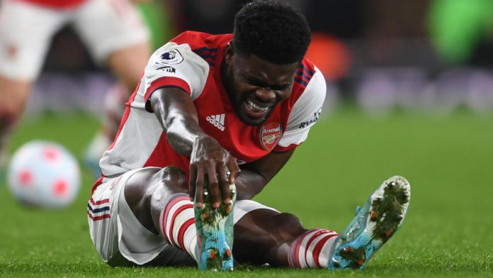 Thomas Partey of Arsenal reacts during the Premier League match between Arsenal and Liverpool at Emirates Stadium on March 16, 2022 in London, England. (Photo by David Price/Arsenal FC via Getty Images) Image credit: Getty Images Thomas Partey of Arsenal reacts during the Premier League match between Arsenal and Liverpool at Emirates Stadium on March 16, 2022 in London, England. (Photo by David Price/Arsenal FC via Getty Images) Image credit: Getty Images