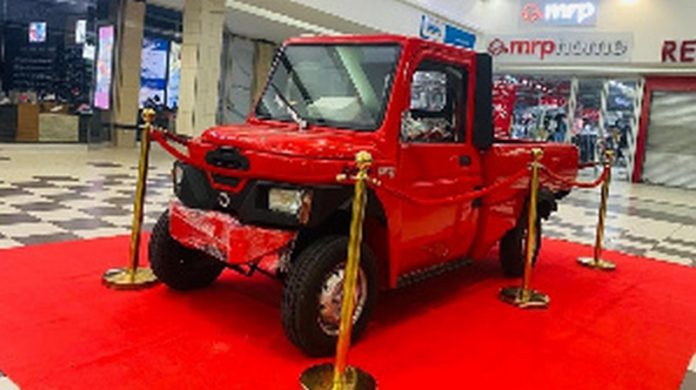 The environmentally-friendly electric car's brand name is Kaypee Motor The environmentally-friendly electric car's brand name is Kaypee Motor