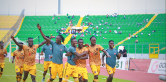 Legon Cities celebrate against Asante Kotoko