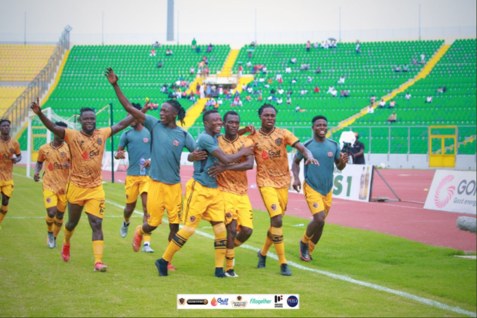 Legon Cities celebrate against Asante Kotoko Legon Cities celebrate against Asante Kotoko