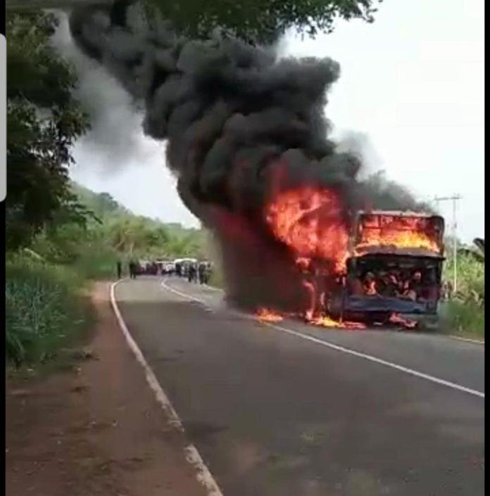 Metro Mass Transit bus catches fire on Ho-Tsito road