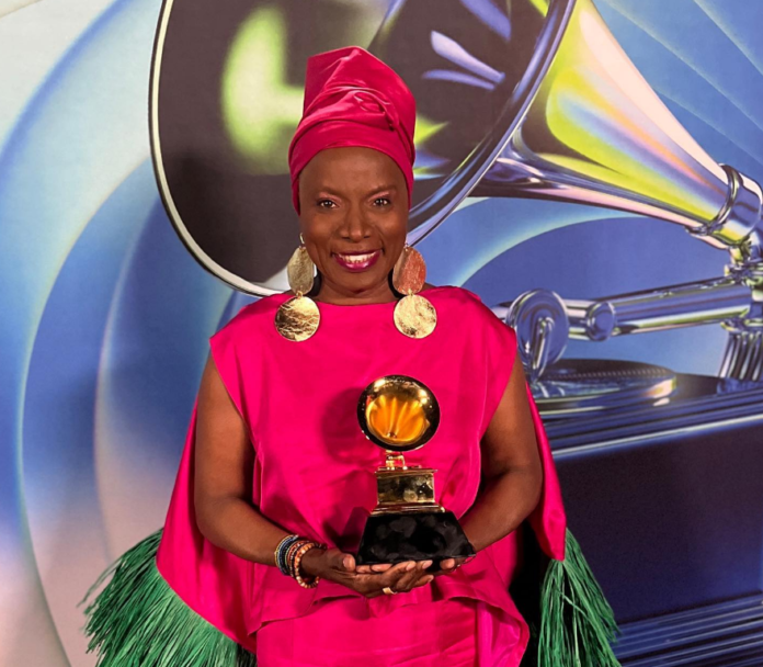 Angelique Kidjo after her Grammy 2022 win | credit: @angeliquekidjo Angelique Kidjo after her Grammy 2022 win | credit: @angeliquekidjo