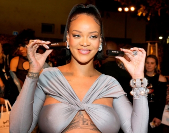 Rihanna poses with engraved Fenty Beauty ICON Lipsticks as she celebrates the launch of Fenty Beauty at ULTA Beauty on March 12, 2022 in Los Angeles, California. Kevin Mazur/GI for Fenty Beauty by Rihanna Rihanna poses with engraved Fenty Beauty ICON Lipsticks as she celebrates the launch of Fenty Beauty at ULTA Beauty on March 12, 2022 in Los Angeles, California. Kevin Mazur/GI for Fenty Beauty by Rihanna