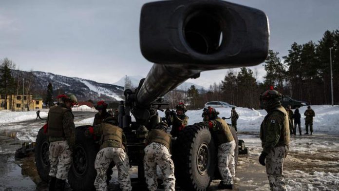 Finnish soldiers with a 155mm field gun during the international military exercise Cold Response 22 JONATHAN NACKSTRAND/GETTY IMAGES Finnish soldiers with a 155mm field gun during the international military exercise Cold Response 22 JONATHAN NACKSTRAND/GETTY IMAGES