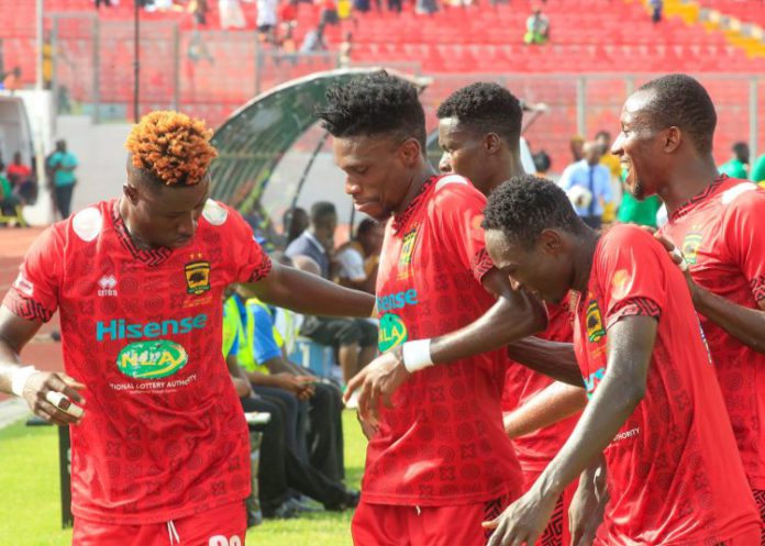 Etouga celebrates with Asante Kotoko teammates Etouga celebrates with Asante Kotoko teammates