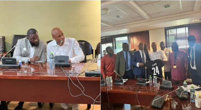 Andre Ayew and spokesperson, Fiifi Tackie Andre Ayew and spokesperson, Fiifi Tackie