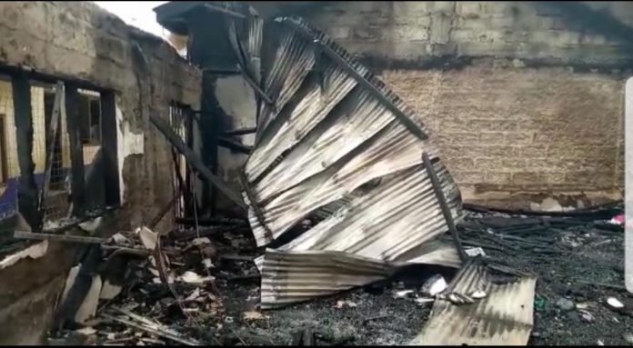 Dormitory of Dream School at Sehwi burnt